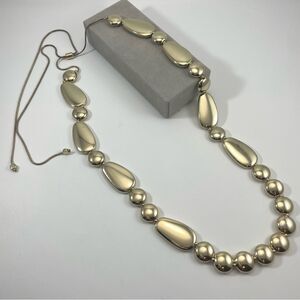 Stunning Gold Tone Metal Beaded Adjustable Snake Chain Statement Necklace